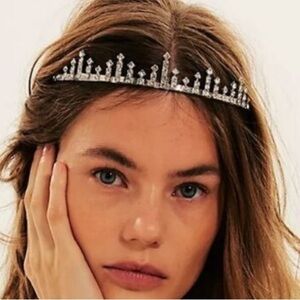New free people art deco tiara silver tone